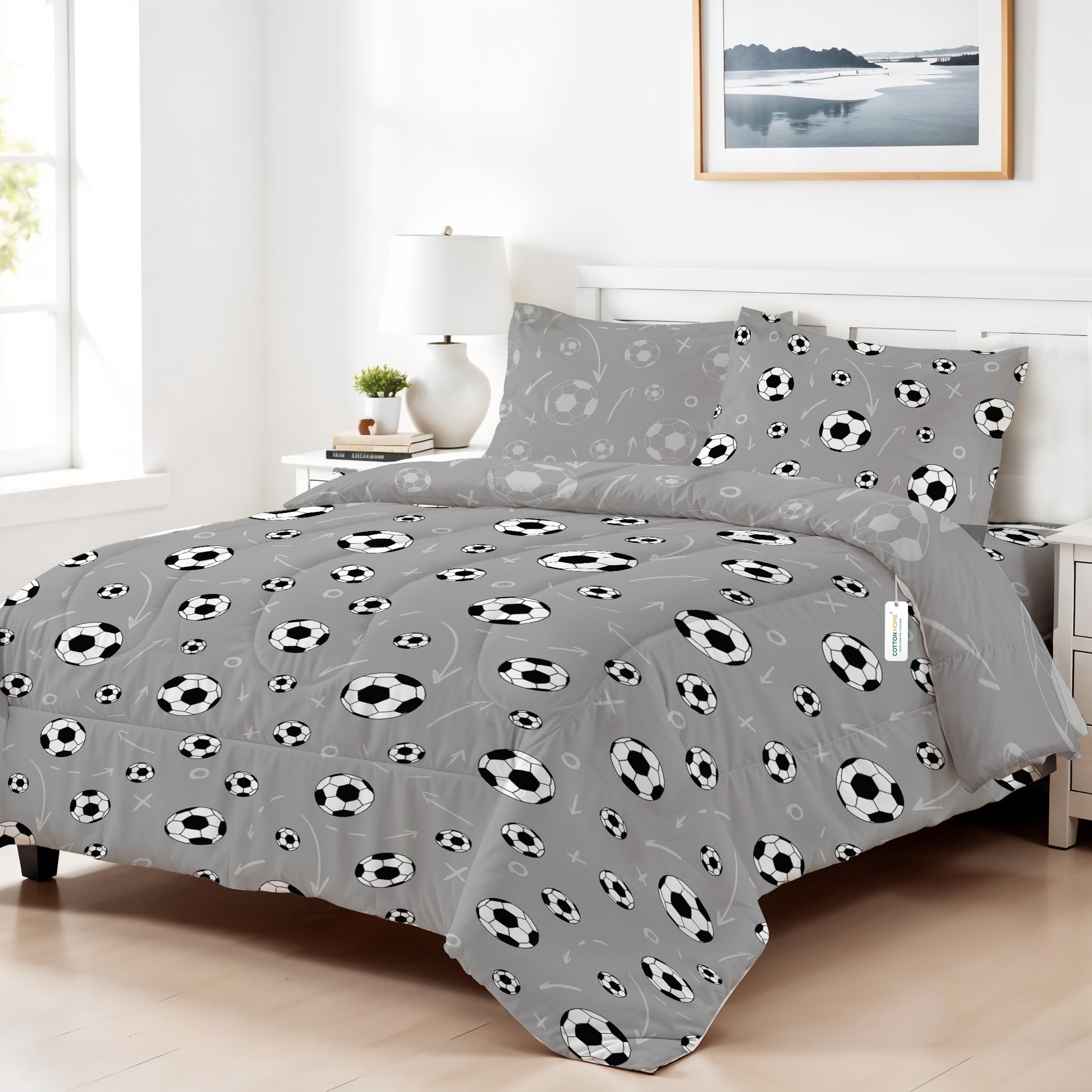 Premium Cotton 4PC Bedding Set Kids Comforter Set 160x220cm Soccer