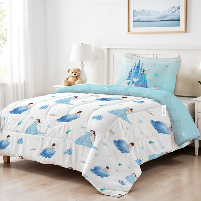 Premium Cotton 3PC Bedding Set Kids Comforter Set 135x220cm Snow Princess