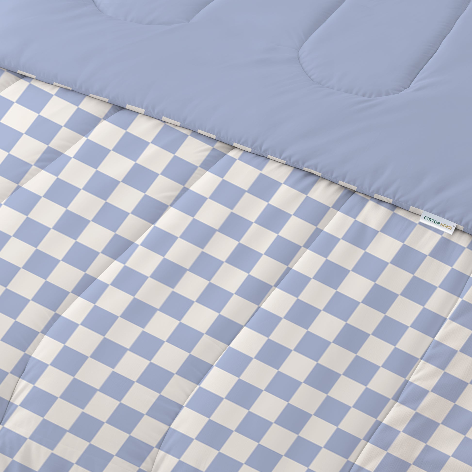 Premium Cotton 4PC Bedding Set Kids Comforter Set 160x220cm Blue Blocks