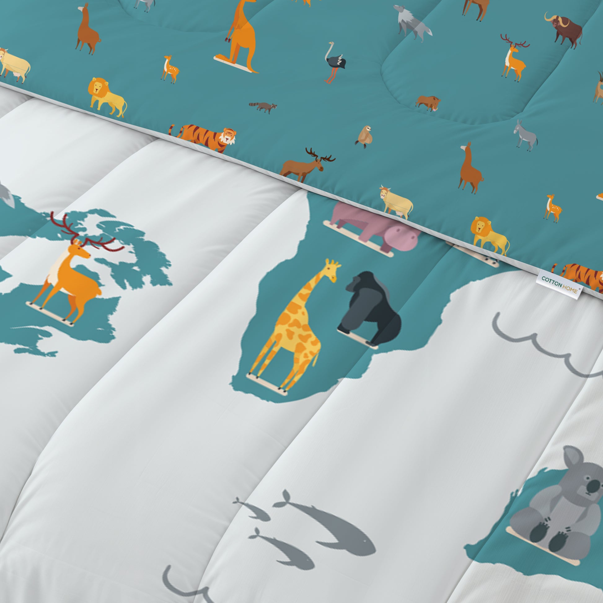 Premium Premium Cotton 3PC Bedding Set Kids Comforter Set 135x220cm Adventure Atlas