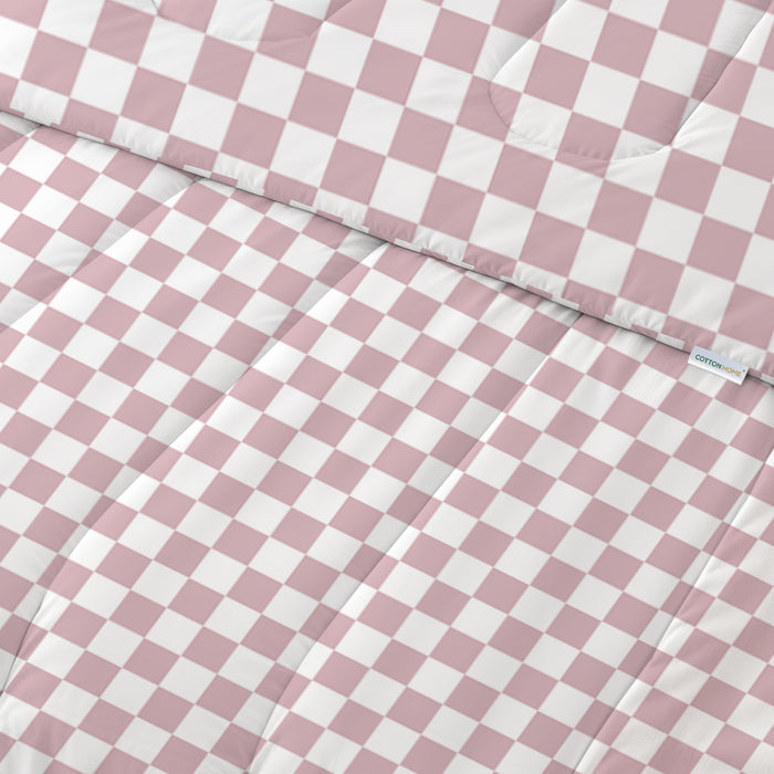 Premium Cotton 4PC Bedding Set Kids Comforter Set 160x220cm Blush Blocks