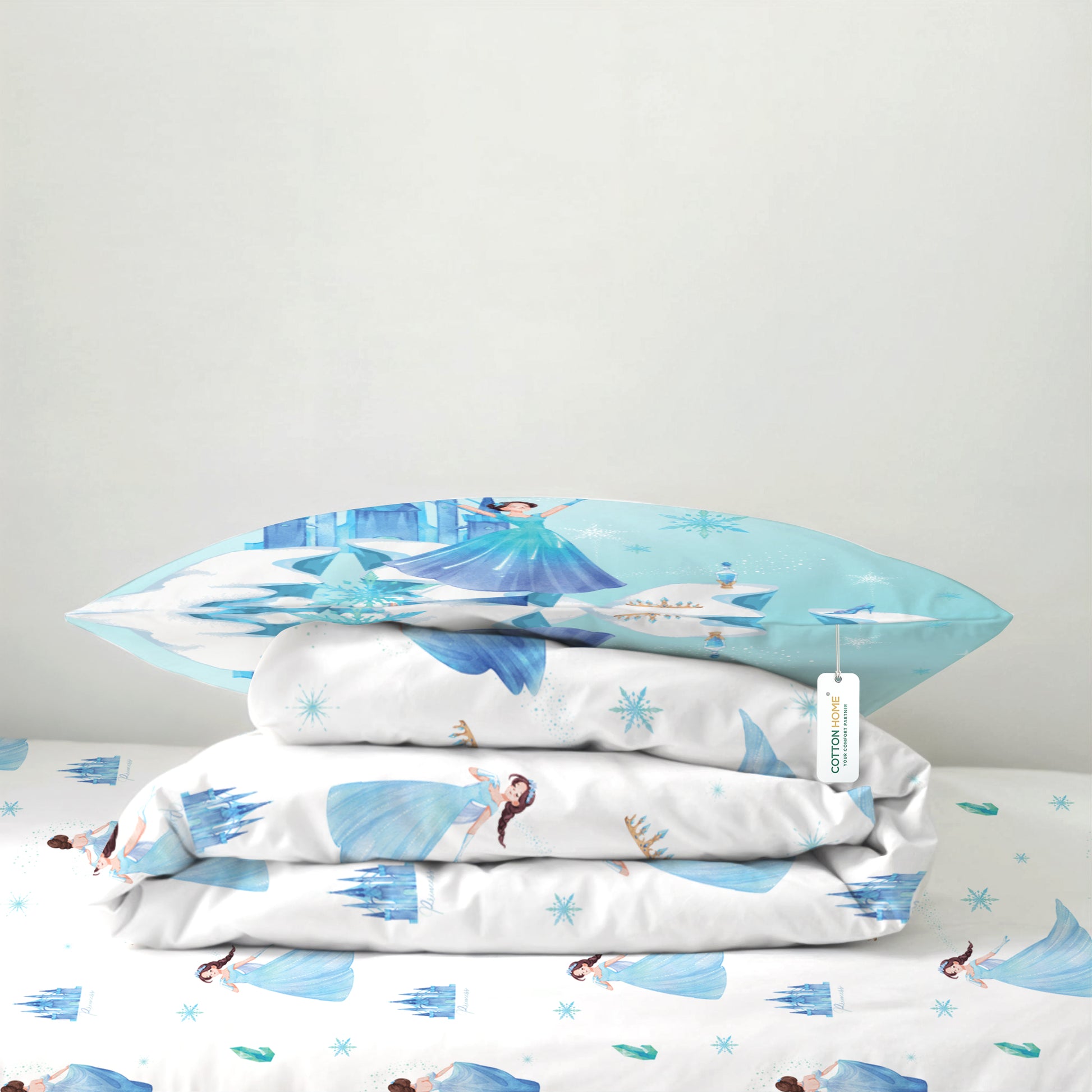 Premium Cotton 3PC Bedding Set Kids Comforter Set 135x220cm Snow Princess