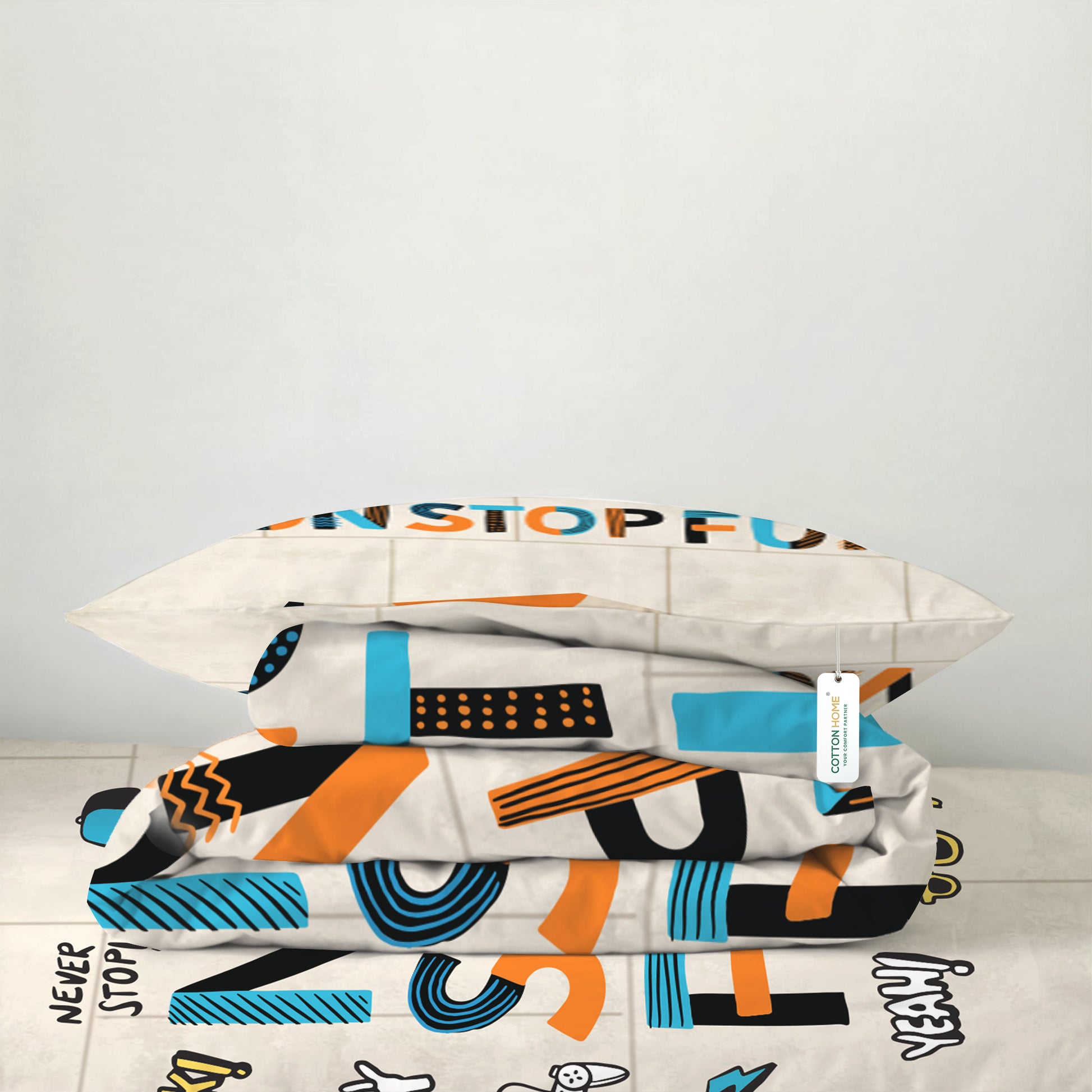 Premium Cotton 3PC Bedding Set Kids Comforter Set 135x220cm Non Stop Fun