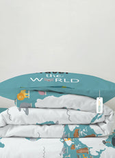Premium Premium Cotton 3PC Bedding Set Kids Comforter Set 135x220cm Adventure Atlas