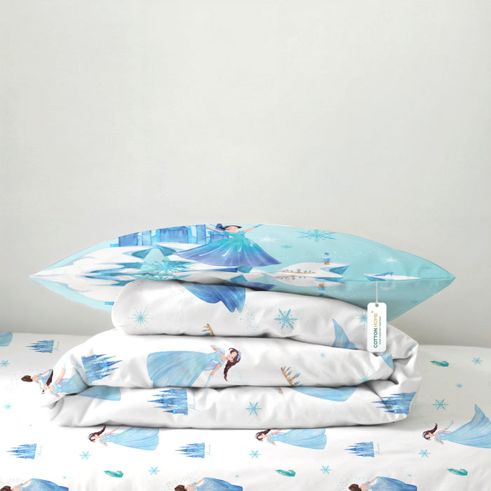 Premium Cotton 3PC Bedding Set Kids Comforter Set 135x220cm Snow Princess