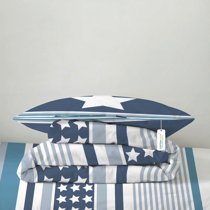 Premium Cotton 3PC Bedding Set Kids Comforter Set 135x220cm Cosmic Lines
