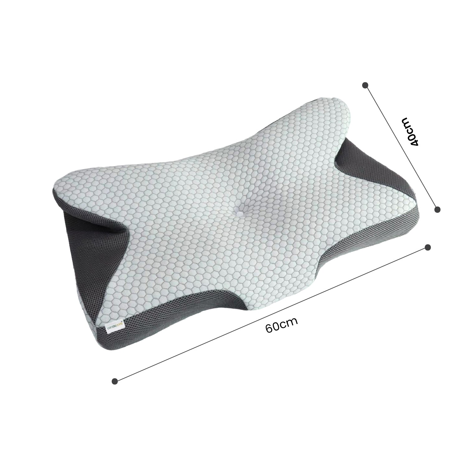 Ergo Memory Foam Pillow with Breathable, Washable Cover  64x40x12cm