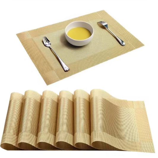 Elegant Heat Resistant Beige Place Mats Set of 6 for Dining