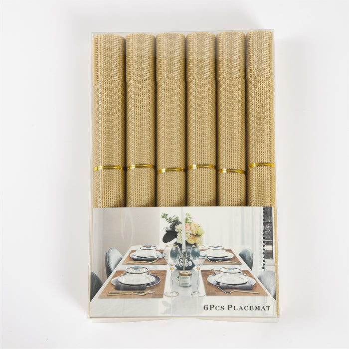 Elegant Heat Resistant Beige Place Mats Set of 6 for Dining