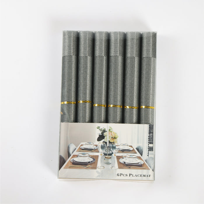 Elegant Heat Resistant Silver Place Mats Set of 6 for Dining - Cotton Home