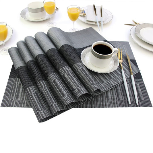 Elegant Heat Resistant Ash Grey Place Mats Set of 6 for Dining - Cotton Home