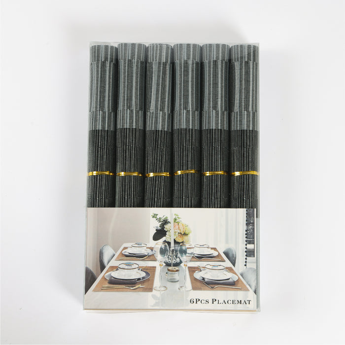 Elegant Heat Resistant Ash Grey Place Mats Set of 6 for Dining - Cotton Home