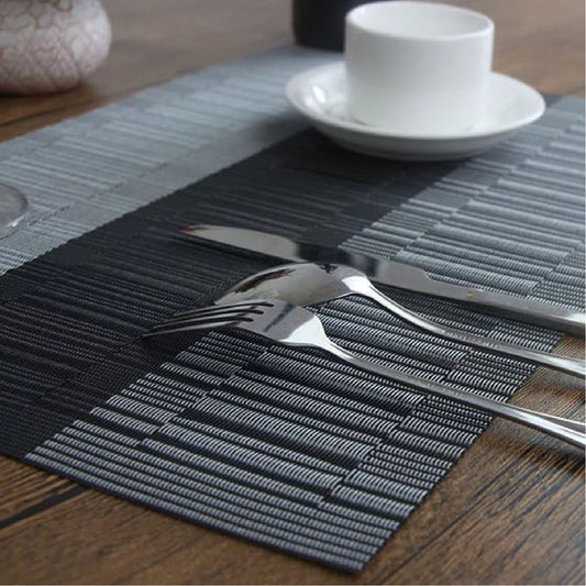 Elegant Heat Resistant Ash Grey Place Mats Set of 6 for Dining - Cotton Home