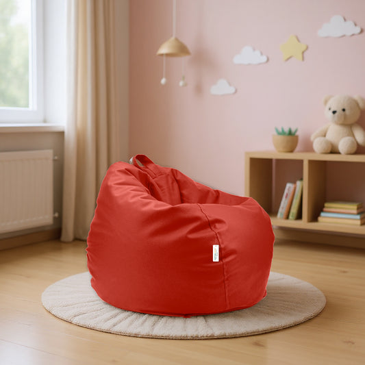 Kids Bean Bag Chair Premium PU Leather 50x80x80cm - Red
