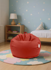 Kids Bean Bag Chair Premium PU Leather 50x80x80cm - Red