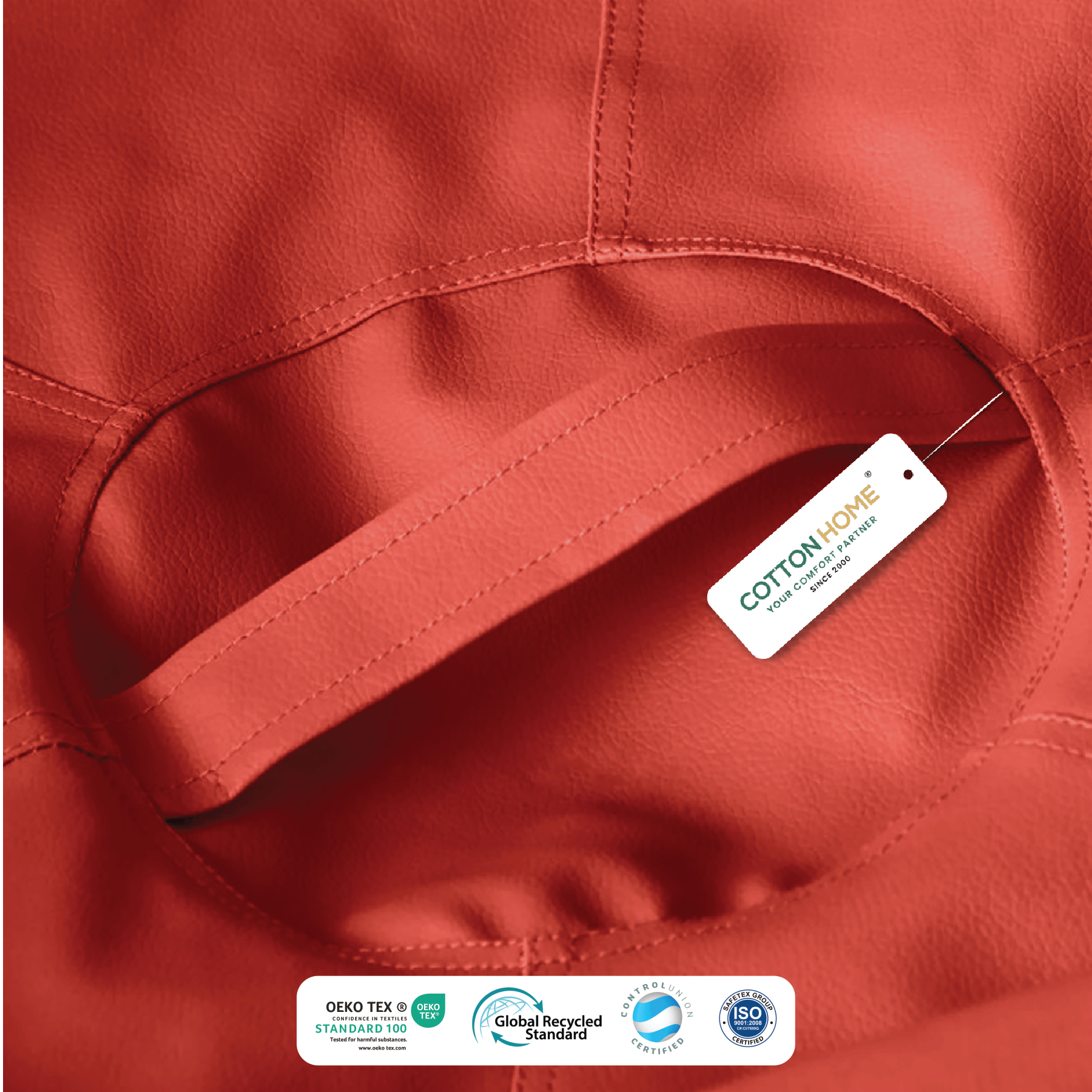 Kids Bean Bag Chair Premium PU Leather 50x80x80cm - Red