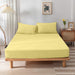 High Quality Yellow Cotton Jersey Double 3 Piece Fitted Sheet Set 120x200+30cm with Deep Pockets and 2 Pillow Case - Cotton Home
