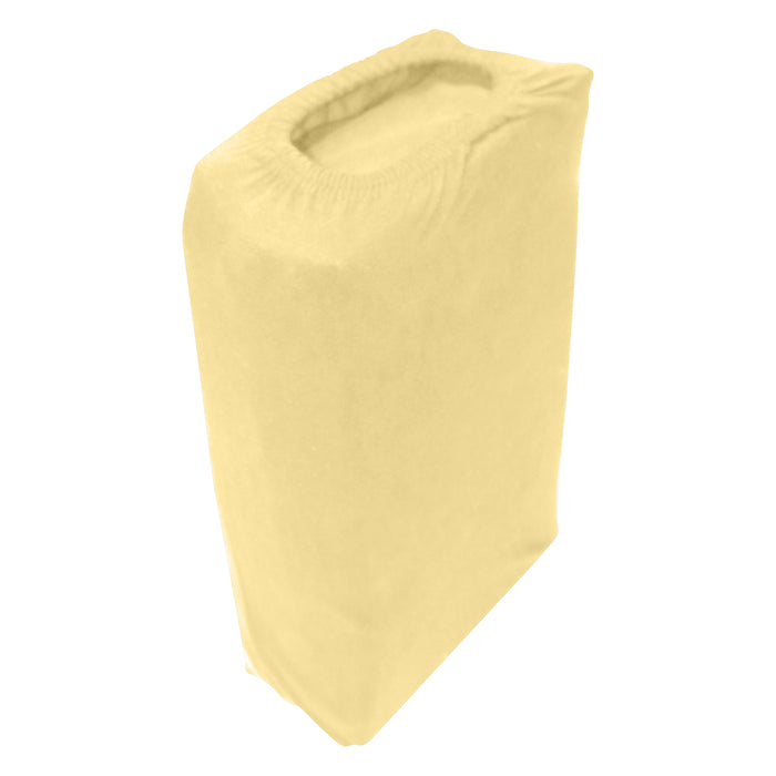High Quality Yellow Cotton Jersey Double 3 Piece Fitted Sheet Set 120x200+30cm with Deep Pockets and 2 Pillow Case - Cotton Home