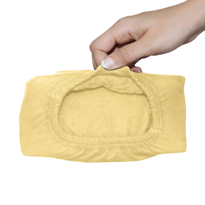 High Quality Yellow Cotton Jersey Queen 3 Piece Fitted Sheet Set 180x200+30cm with Deep Pockets and 2 Pillow Case - Cotton Home