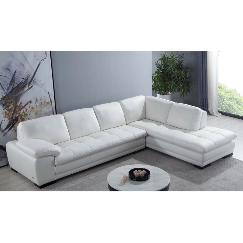 Marcels Wide Leather Match Sofa & Chaise - Cotton Home