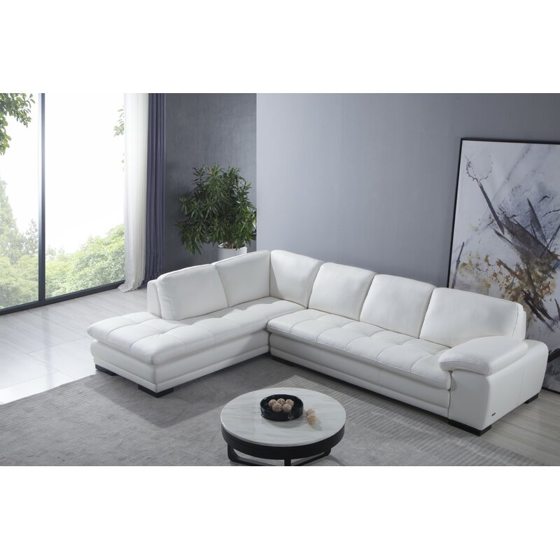 Marcels Wide Leather Match Sofa & Chaise - Cotton Home
