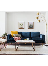 Velvet Square Arms Sofa - Cotton Home
