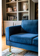 Velvet Square Arms Sofa - Cotton Home