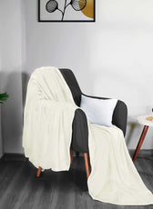 Soft Flannel Blanket Double Size 220x240cm Cream - Cotton Home