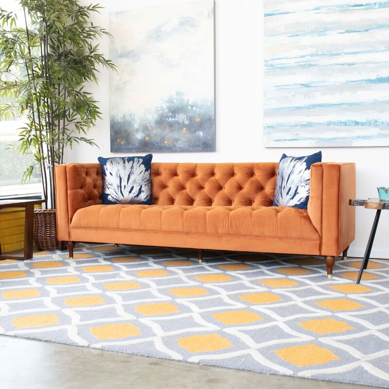 Ector Velvet Tuxedo Arm Sofa - Cotton Home