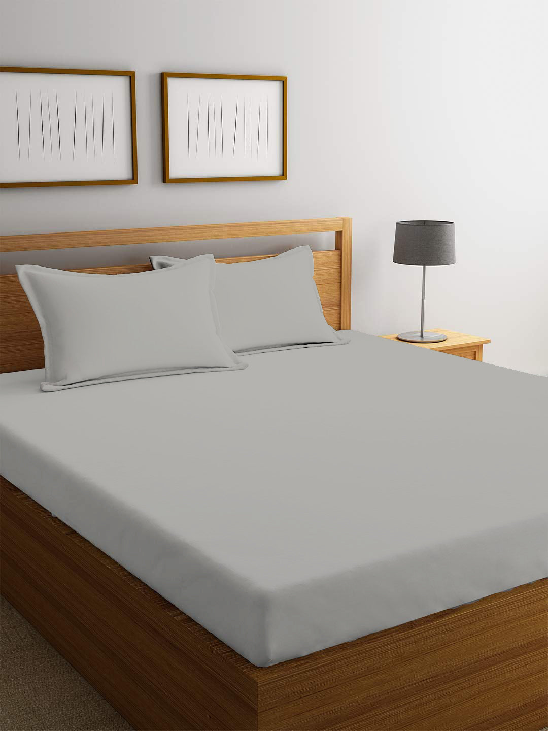 3 Piece Fitted Sheet Set Super Soft Grey Super King Size 200x200+30cm with 2 Pillow Case - Cotton Home