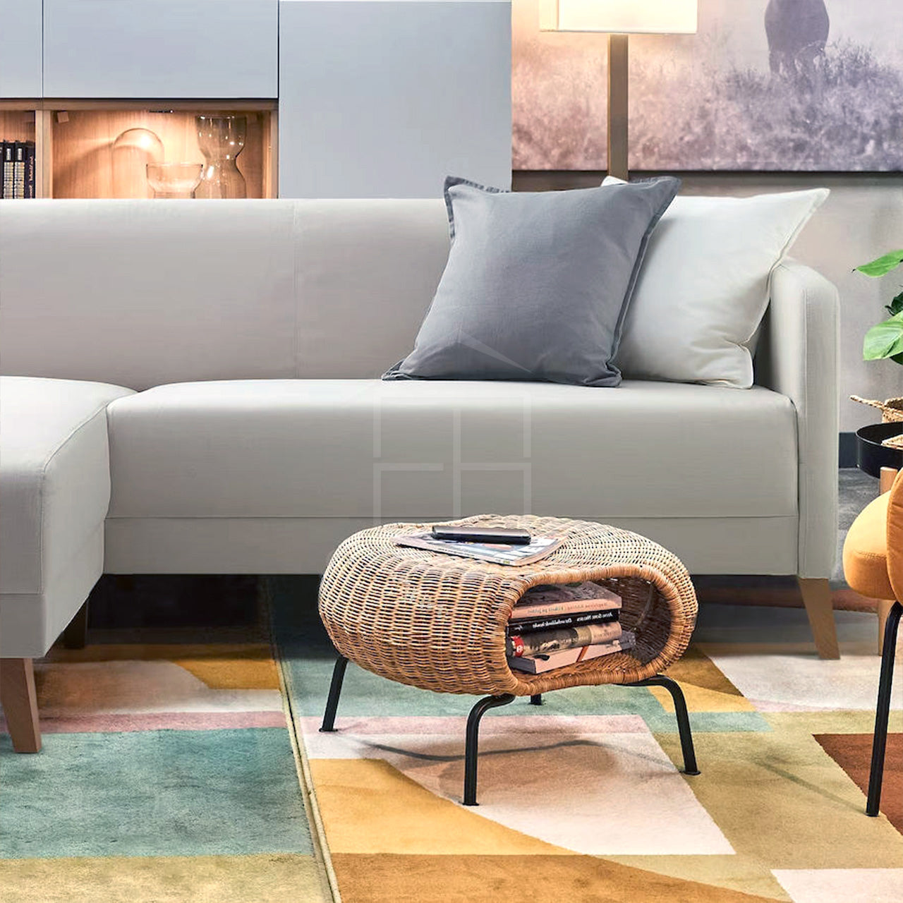 Solcian 3- Seater Chaise Longue Fabric Sofa L145cm x W197cm x H76cm Beige - Cotton Home