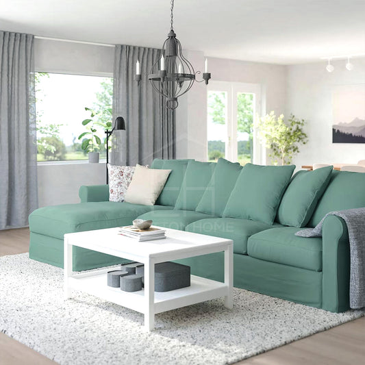 Moduler 4 Seater Chaise Longue Sofa L126cm x W328cm x H104cm Light Green - Cotton Home