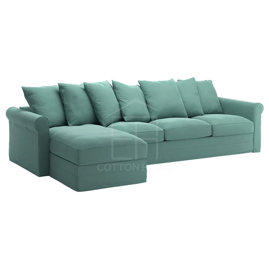 Moduler 4 Seater Chaise Longue Sofa L126cm x W328cm x H104cm Light Green - Cotton Home