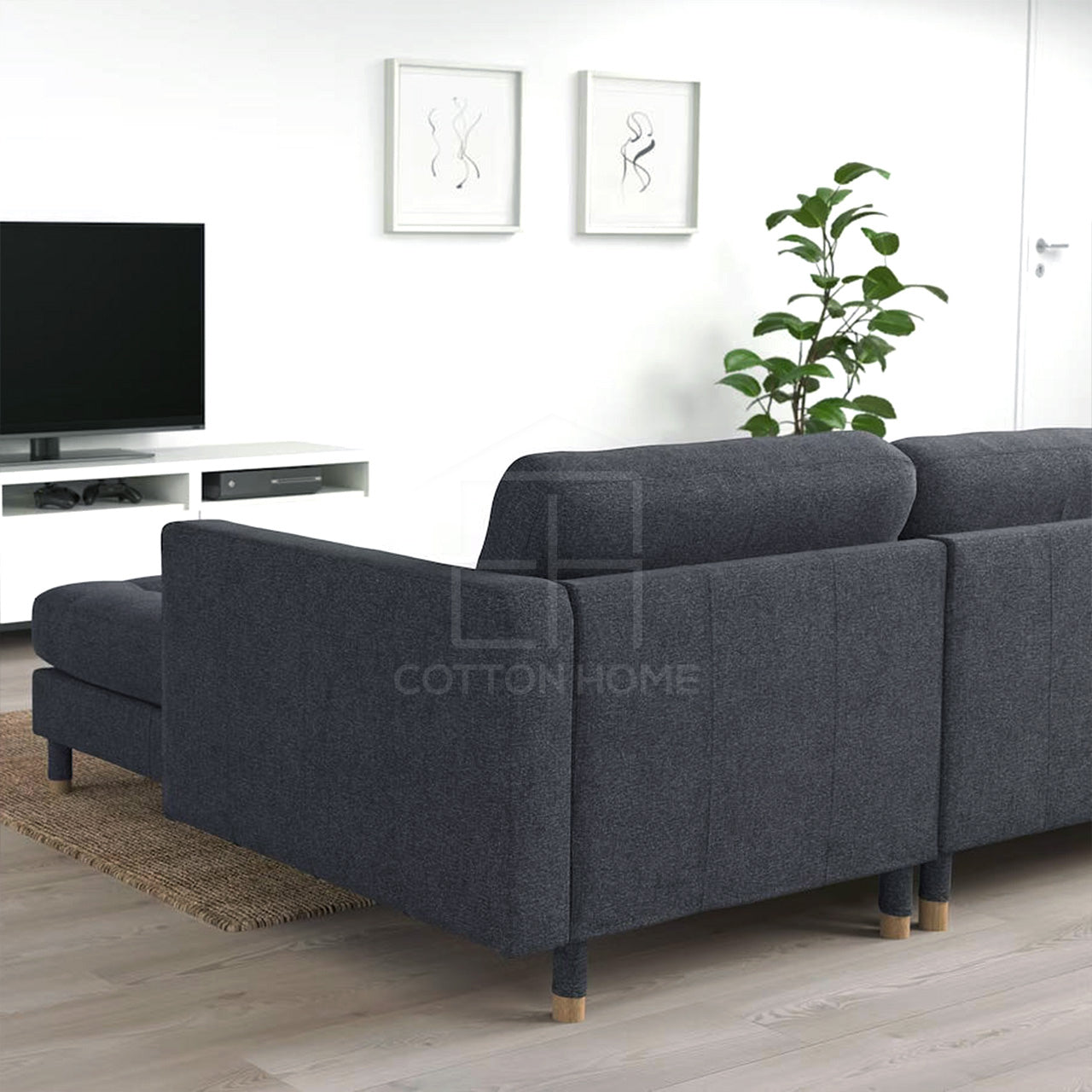 Zestoria 4 Seater Chaise Longue Sofa L158cm x W280cm x H78cm Dark Grey - Cotton Home