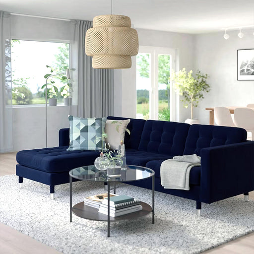 Serenova 3- Seater Chaise Longue Sofa  Navy Blue - Cotton Home