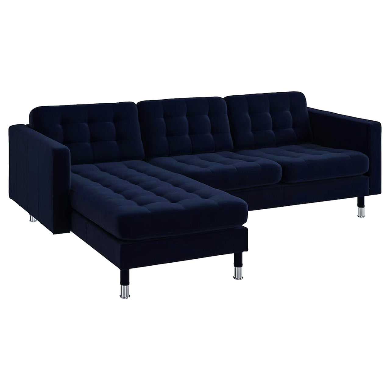 Serenova 3- Seater Chaise Longue Sofa  Navy Blue - Cotton Home