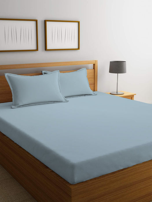 3 Piece Fitted Sheet Set Super Soft Metallic Blue Single Size 90x200+20cm with 2 Pillow Case - Cotton Home