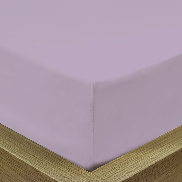 3 Piece Fitted Sheet Set Super Soft Light Purple Twin Size 160x200+30cm with 2 Pillow Case - Cotton Home