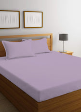 3 Piece Fitted Sheet Set Super Soft Light Purple Single Size 120x200+25cm with 2 Pillow Case - Cotton Home