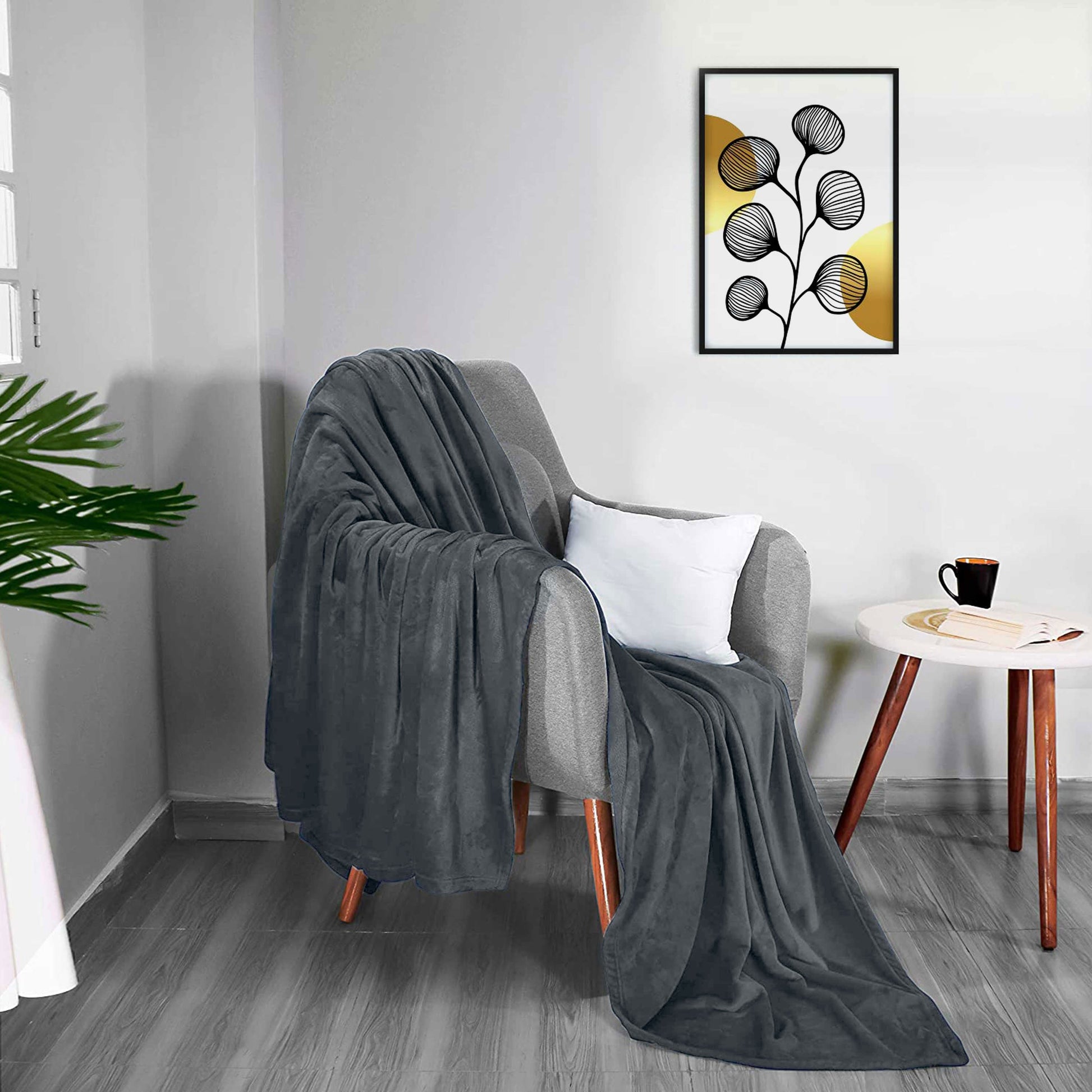 Soft Flannel Blanket Double Size 220x240cm Silver - Cotton Home