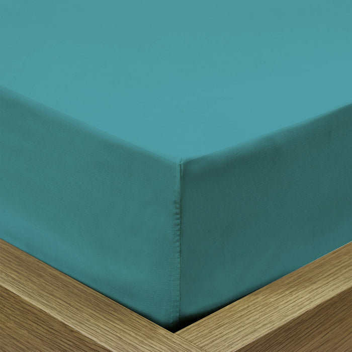 3 Piece Fitted Sheet Set Super Soft Teal Twin Size 160x200+30cm with 2 Pillow Case - Cotton Home