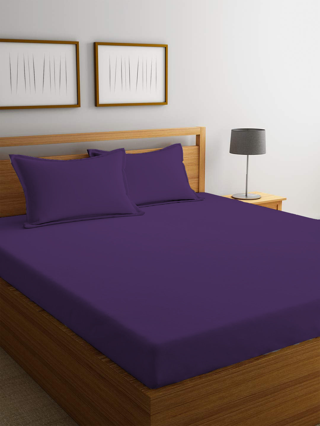 REST 3PCS SET DOUBLE FITTED SHEET SUPER SOFT-DK PURPLE - Cotton Home