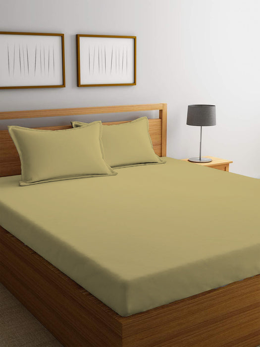 REST 3PCS SET DOUBLE FITTED SHEET SUPER SOFT-MUSTARD - Cotton Home